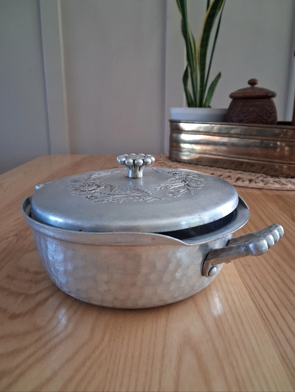 Vintage Everlast Hand Forged Aluminum Casserole Dish Mid Century